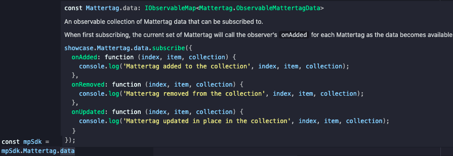 TypeScript code comments showing documentation
